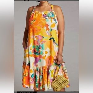 NEW! Daily Practice by Anthropologie Frida Cross-Back Midi Dress Size 2x